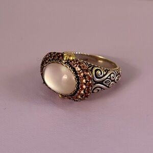 Barbara Bixby Pink Mother of Pearl & Rhodolite Garnet Vintage Style Ring 8